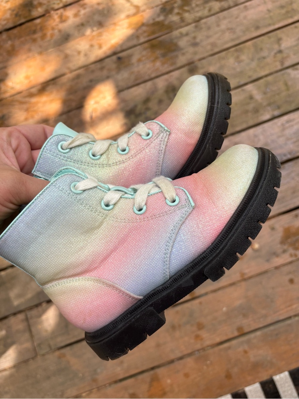 Cat & Jack Pastel Tie-Dye Pink Green Kids Boots